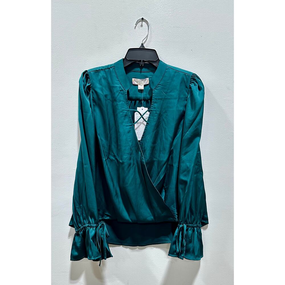 Band of the Free Women’s Pine Green Long Sleeve Wrap Blouse
